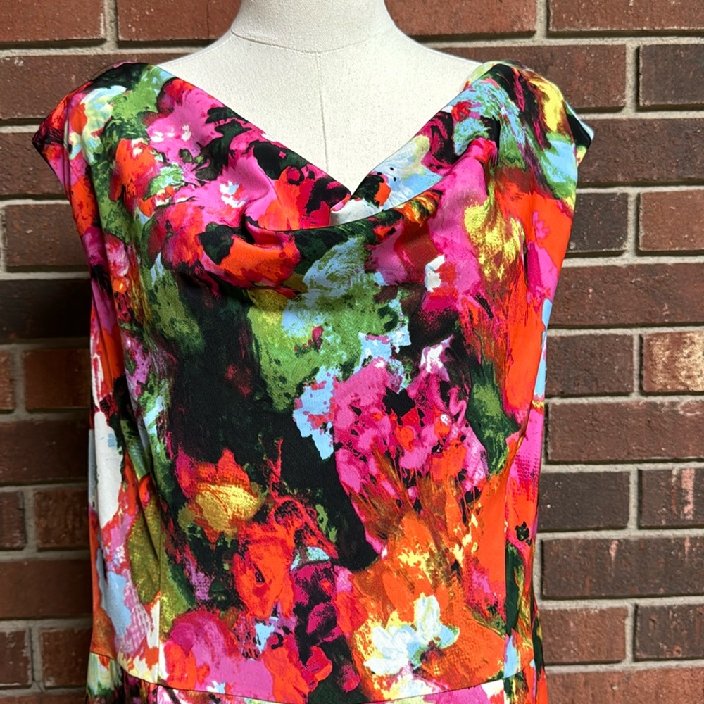 Jones‎ Wear Vibrant Multicolor Abstract Floral Dress Size 16 - Picture 2 of 11